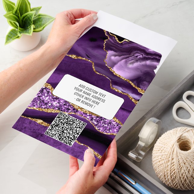 Personalized QR Code Purple Gold Envelope Mailers (Desk)