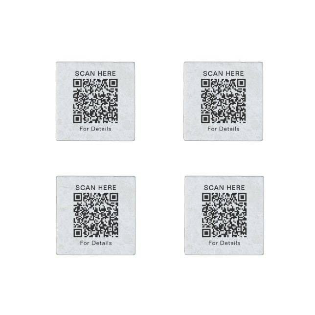 Personalized QR Code Stone Magnets – 4-Piece Set (Front)