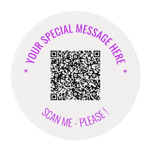 Personalized QR Code Text Edible Frosting Rounds