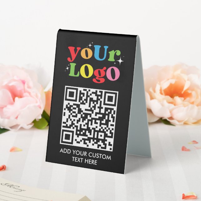 Personalized QR Code Text & Logo Table Tent (In SItu (Wedding))
