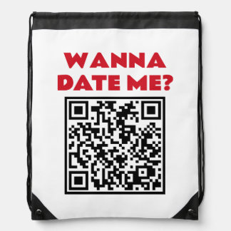 Personalized QR Code – Wanna Date/Marry Me Cool Drawstring Bag