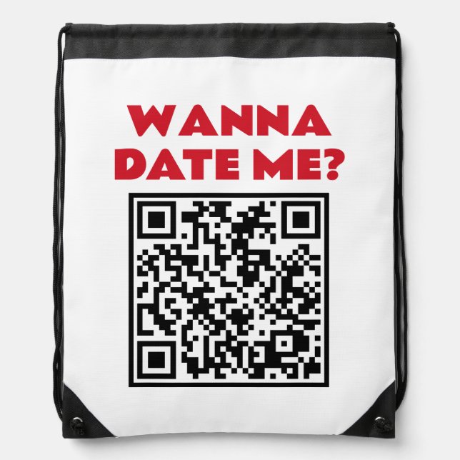 Personalized QR Code – Wanna Date/Marry Me Cool Drawstring Bag (Front)