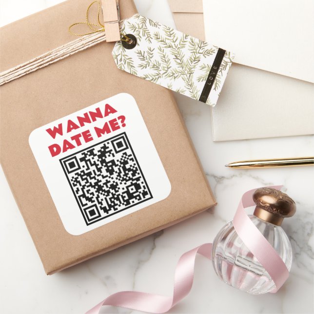 Personalized QR Code – Wanna Date/Marry Me Cool Square Sticker (Gifting)