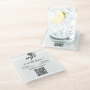 Personalized QR Code Wifi Internet Scan to Connect Glass Coaster
