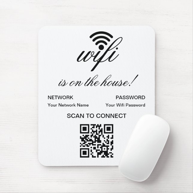 Personalized QR Code Wifi Internet Scan to Connect Mouse Pad (With Mouse)