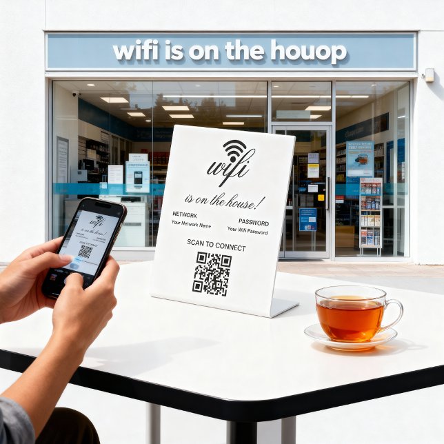 Personalized QR Code Wifi Internet Scan to Connect Pedestal Sign (Creator Uploaded)