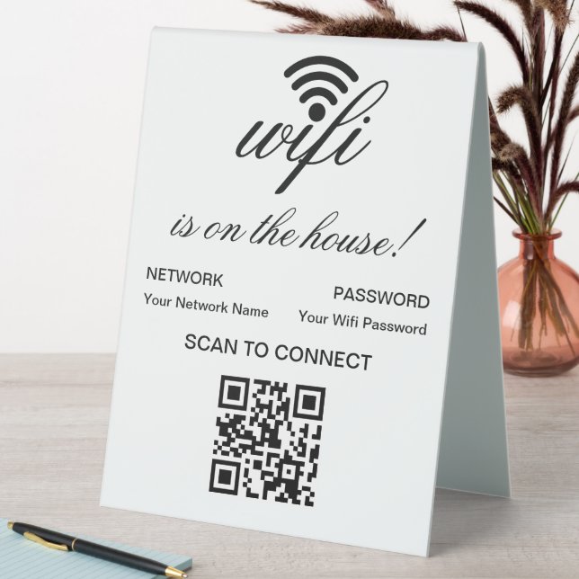 Personalized QR Code Wifi Internet Scan to Connect Table Tent (In SItu (Table))
