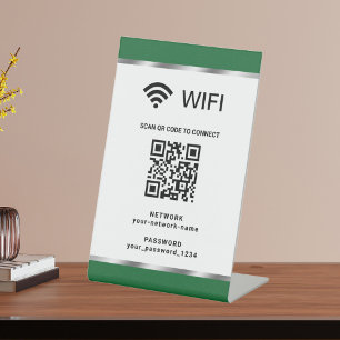 Personalized QR Code Wifi Network and Password Pedestal Sign