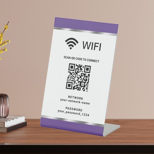 Personalized QR Code Wifi Network and Password Pedestal Sign
