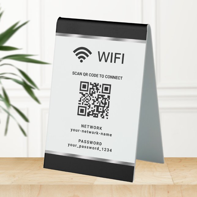 Personalized QR Code Wifi Network and Password Table Tent (Creator Uploaded)