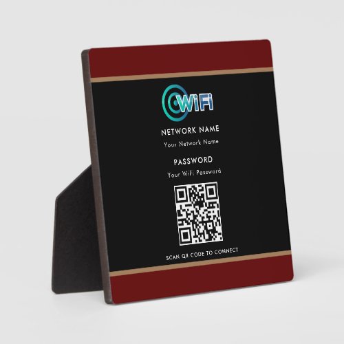 Personalized QR Code Wifi Network Password Black Plaque