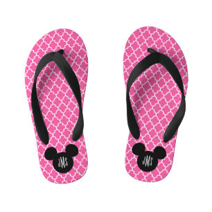 Personalized Quatrefoil Mickey Head Silhouette Kid's Flip Flops