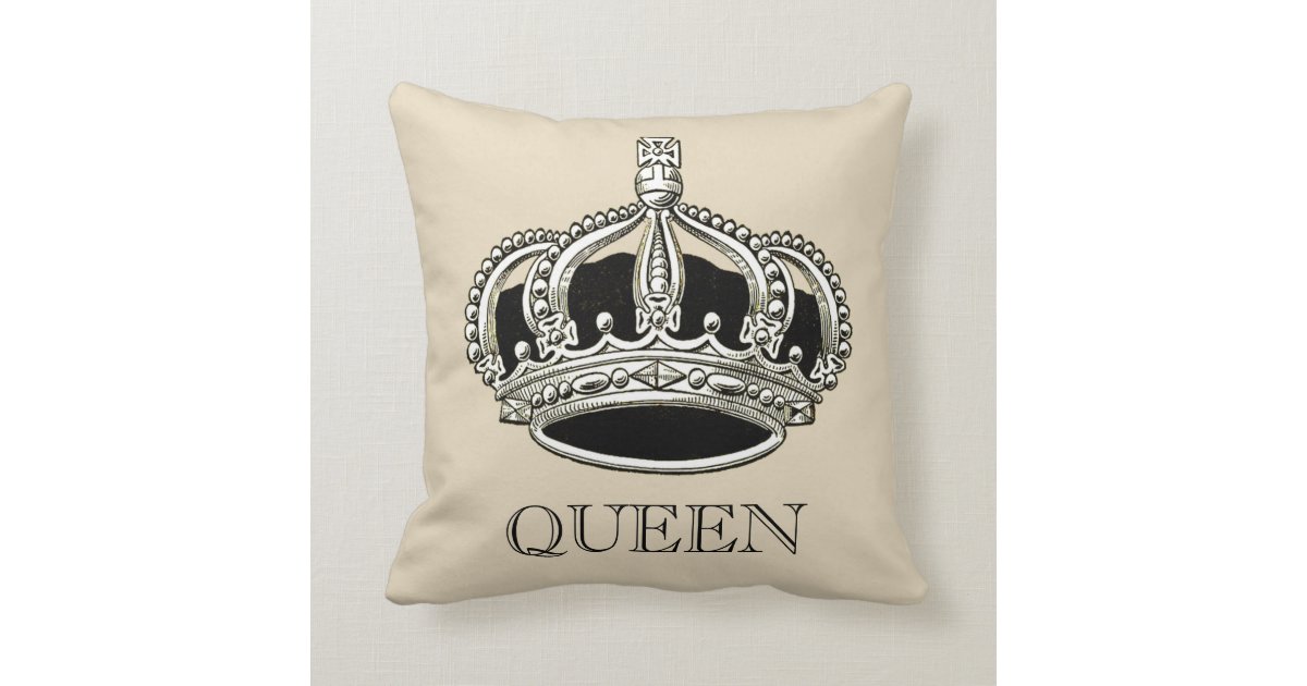 Personalized Queen and King Crown Throw Pillow
