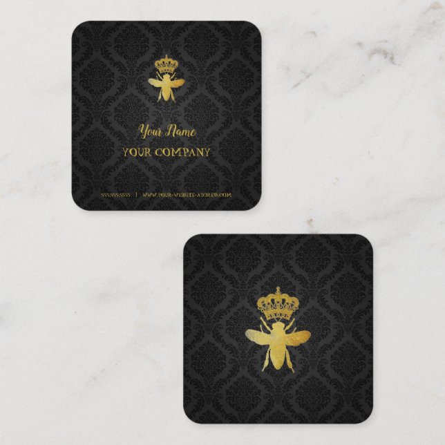 Personalized QUEEN BEE Business Cards GOLD BLACK (Front/Back)
