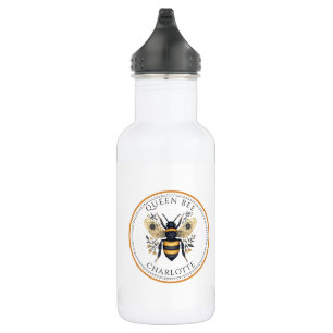 Personalized Queen Bee Floral Stainless Steel Water Bottle