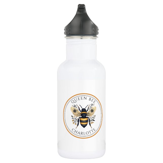 Personalized Queen Bee Floral Stainless Steel Water Bottle (Right)