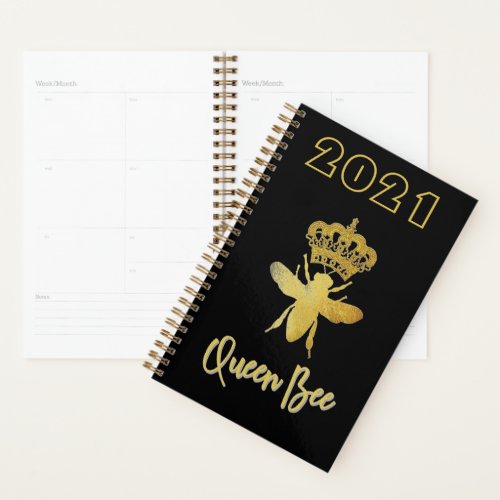 Personalized QUEEN BEE Gold and Black 2021 Planner