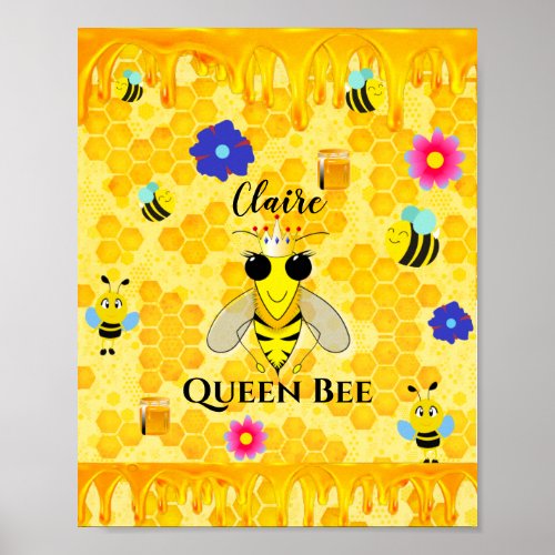 Personalized Queen Bee Honeycomb Poster