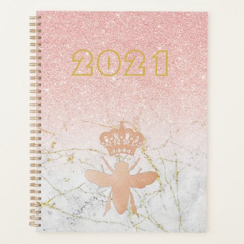 Personalized QUEEN BEE Rose Gold Large 2021 Planner