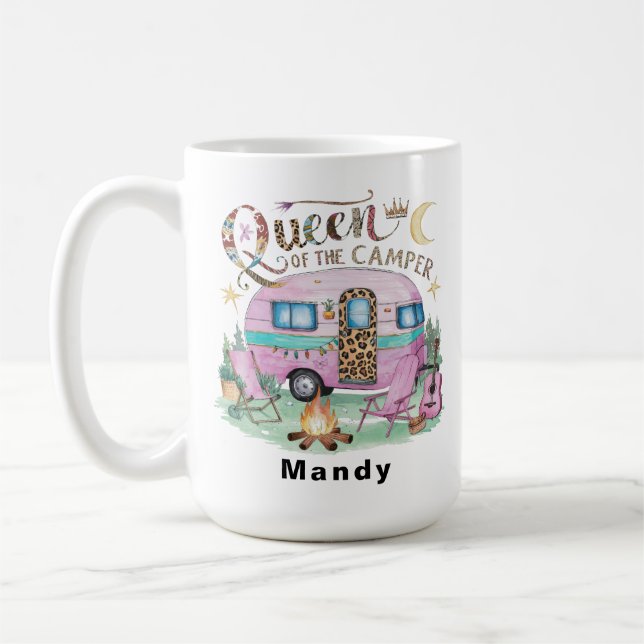 Personalized "Queen of the Camper" Glamping Coffee Mug (Left)