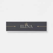 Personalized Quiet Luxury Black Gold Entry Name Pl