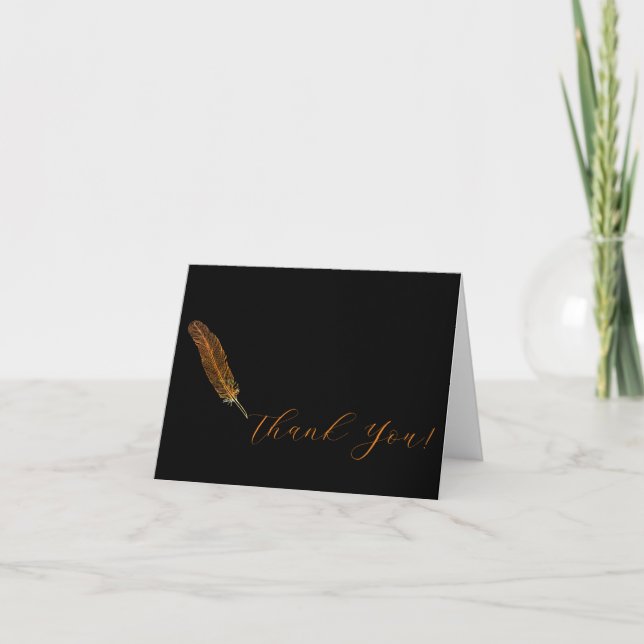 Personalized Quill Pen Letterpress Thank You Card (Front)