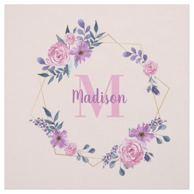 Personalized Quilt Block Square with Name Monogram Fabric (Swatch)