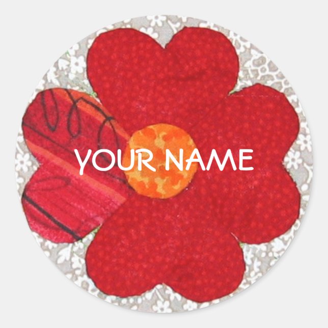 Personalized Quilt Sticker! Classic Round Sticker (Front)