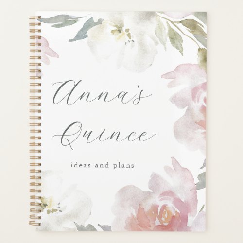 Personalized Quinceanera 15 Years Pink Floral Planner