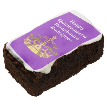 Personalized Quinceanera And Gold Crown Chocolate Brownie by customcookiez at Zazzle
