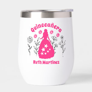 Personalized Quinceanera Birthday Party Favors Thermal Wine Tumbler