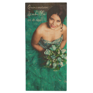 Personalized Quinceañera Photo Wood Flash Drive