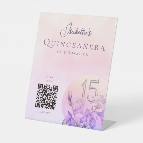 Personalized Quinceanera  QR Code Cash App  Pedestal Sign