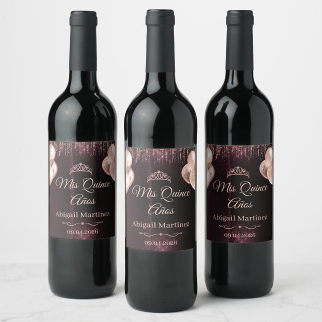 Personalized Quinceañera Wine Bottle Label | Quinc (Bottles)