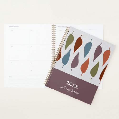 Personalized quirky colorful leaf planner _purple