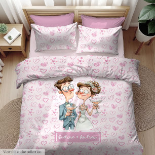 Personalized Quirky Wedding Couple Duvet Cover Gif