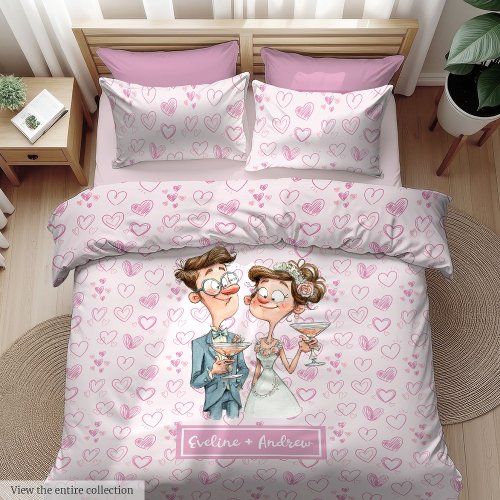 Personalized Quirky Wedding Couple Duvet Cover Gif