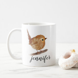 Personalized Quirky Wren Bird Mug