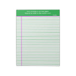 Personalized Quotation Notepad, Green &amp; Pink Notepad