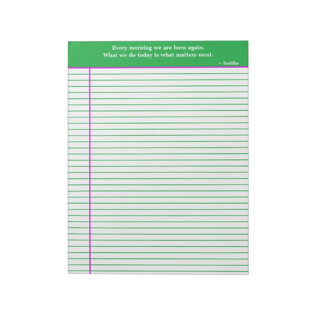 Personalized Quotation Notepad, Green & Pink Notepad (Rotated)