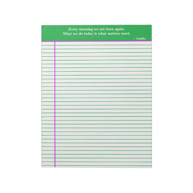 Personalized Quotation Notepad, Green & Pink Notepad | Zazzle