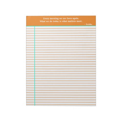 Personalized Quotation Notepad Orange  Aqua Notepad