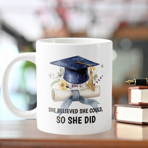 Personalized Quote and Name Floral Graduation Giant Coffee Mug