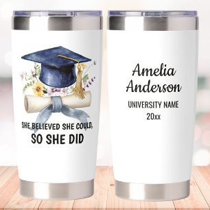 Personalized Quote and Name Floral Graduation Insulated Tumbler