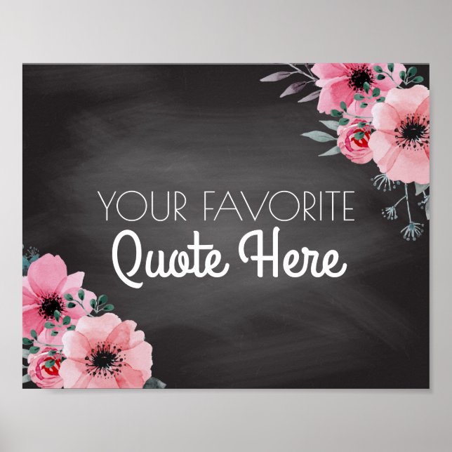 Personalized Quote | Floral Chalkboard Sign (Front)