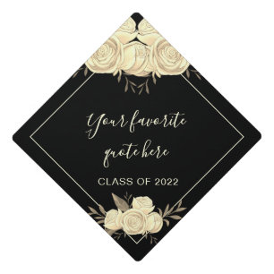 Personalized Quote Floral Graduation  Class Of 202 Cap Topper