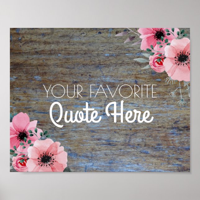 Personalized Quote | Floral Rustic Wood Sign (Front)