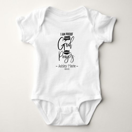 Personalized Quote God Answers Prayers  Baby Bodysuit