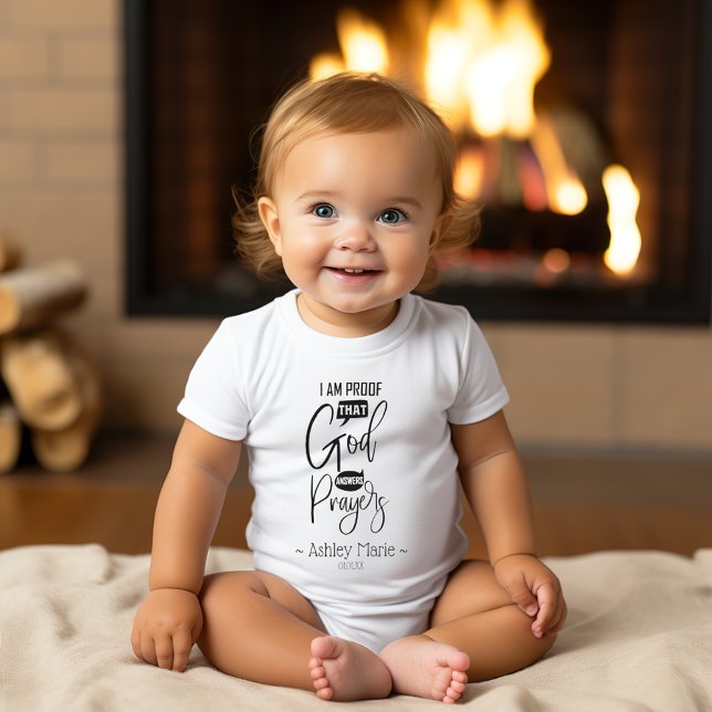 Personalized Quote God Answers Prayers  Baby Bodysuit (Personalized Quote God Answers Prayers Baby Bodysuit)