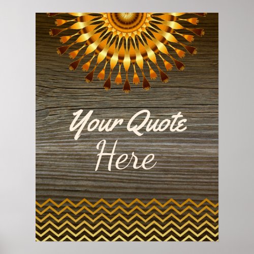 Personalized Quote Gold Vintage Lotus Flower Poster